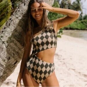 Beach Riot Diamond Shine One Shoulder Swimsuit M